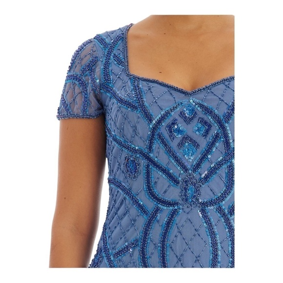 Adrianna Papell Beaded Back Cutout Sheath Dress in French Blue NWT - Picture 3 of 10